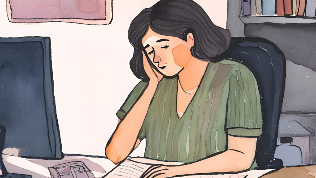 キャリアに悩む若い黒髪の女性