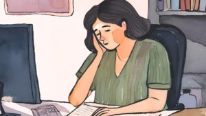 キャリアに悩む若い黒髪の女性